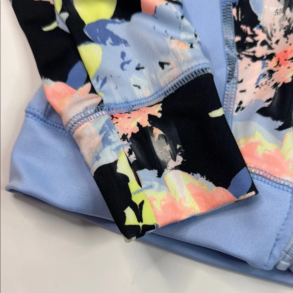 Gymboree Girls' Activewear Blue and Black Jacket with Striking Abstract‎ Pattern